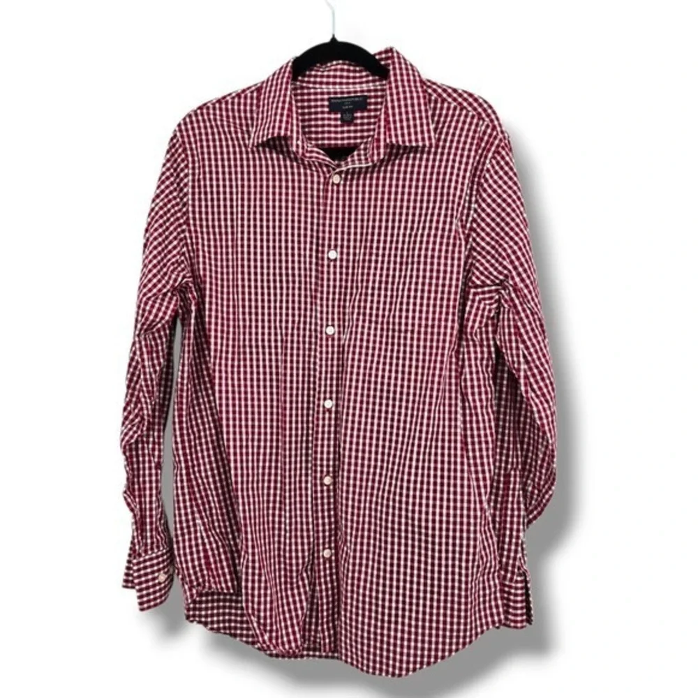 Banana Republic Slim Fit Button Down Shirt Gingham Check Long‎ Sleeve L